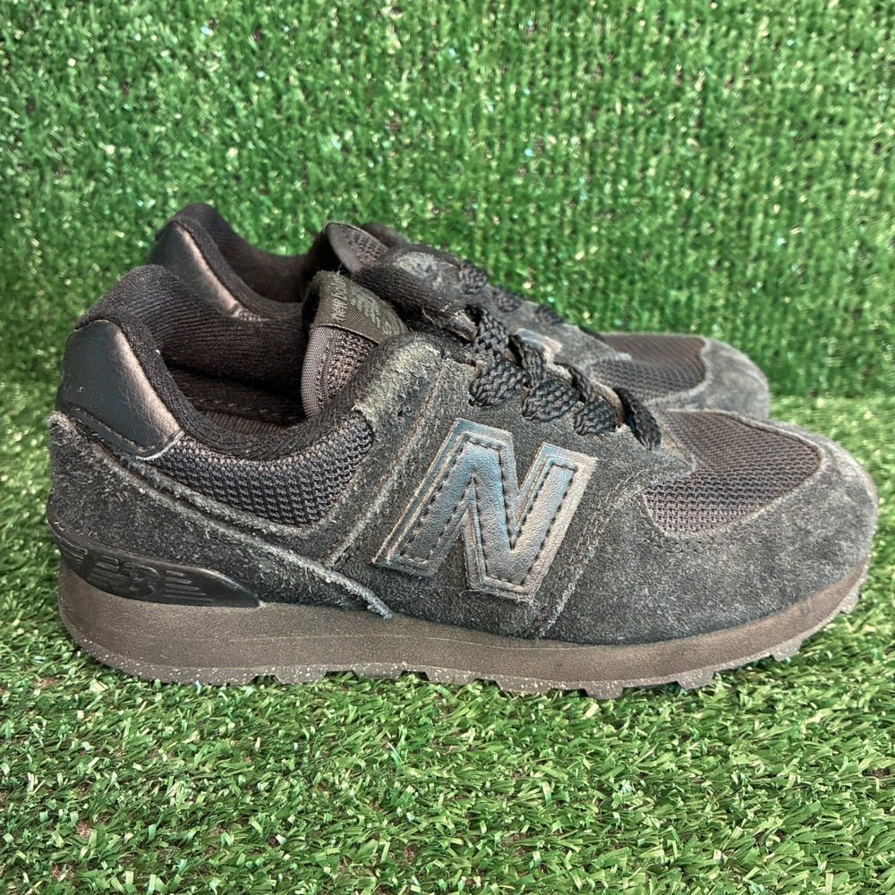 New Balance 574 Core PC574EVE Suede Mesh Athletic Sneakers Black Boys Size 12